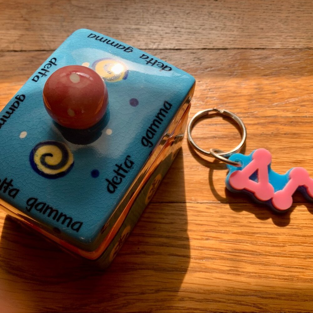 Delta Gamma Trinket Box & Keychain Set